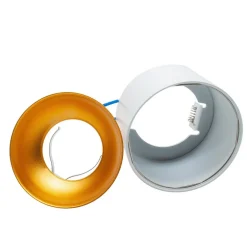 PORTAFARETTO TONDO BIANCO ORO INCASSO 70 MM CARTONGESSO LAMPADE LED GU10 GU5.3