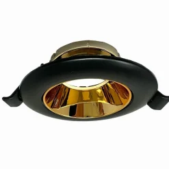 PORTAFARETTO TONDO ORIENTABILE INCASSO SUPPORTO FARETTO NERO E ORO P27-GU10-NO