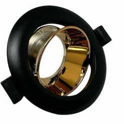 PORTAFARETTO TONDO ORIENTABILE INCASSO SUPPORTO FARETTO NERO E ORO P27-GU10-NO