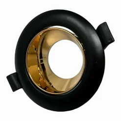 PORTAFARETTO TONDO ORIENTABILE INCASSO SUPPORTO FARETTO NERO E ORO P27-GU10-NO