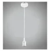 PORTALAMPADA A SOSPENSIONE CAVO IN CORDA 2 MT PER LAMPADINE E27 BIANCO E27-2M-B