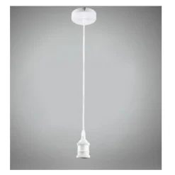 PORTALAMPADA A SOSPENSIONE CAVO IN CORDA 2 MT PER LAMPADINE E27 BIANCO E27-2M-B