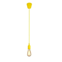 PORTALAMPADA A SOSPENSIONE PENDENTE LAMPADARIO SOFFITTO E27 GIALLO DT-J01 1 MT