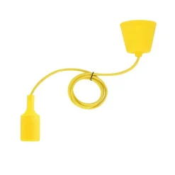 PORTALAMPADA A SOSPENSIONE PENDENTE LAMPADARIO SOFFITTO E27 GIALLO DT-J01 1 MT