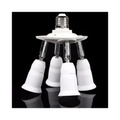 PORTALAMPADA ADATTATORE E27 4 IN 1 PER LAMPADE LAMPADINE ATTACCHI ORIENTABILI