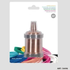 PORTALAMPADA E27 ALLUMINIO VINTAGE RETRÒ ROSSO ANTICO LAMPADA DECORATIVA 54496