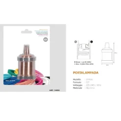 PORTALAMPADA E27 ALLUMINIO VINTAGE RETRÒ ROSSO ANTICO LAMPADA DECORATIVA 54496