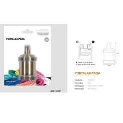 PORTALAMPADA E27 ALLUMINIO VINTAGE RETRÒ COLORE BRONZO LAMPADA DECORATIVA 54497