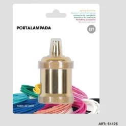 PORTALAMPADA E27 IN ALLUMINIO VINTAGE RETRÒ COLORE ORO LAMPADA DECORATIVA 54495