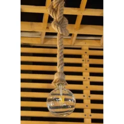 PORTALAMPADA IN CORDA CANAPA LAMPADARIO 1XE27 VINTAGE DESIGN INDUSTRIALE E27-M1