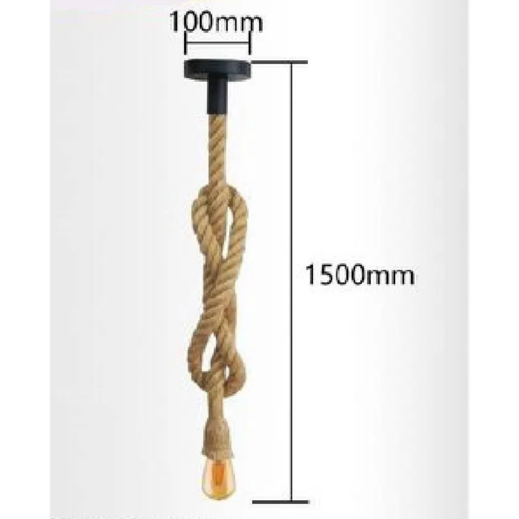PORTALAMPADA IN CORDA CANAPA LAMPADARIO 1XE27 VINTAGE DESIGN INDUSTRIALE E27-M1