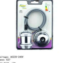 PORTALAMPADA LAMPADARIO SOSPENSIONE SOFFITTO PENDENTE E27 VINTAGE 2 MT CROMATO