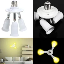 PORTALAMPADA SDOPPIATORE E27 ADATTATORE CON 3 INGRESSI ATTACCO LAMPADINA 3 IN 1