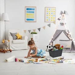 PORTAOGGETTI CESTO IN TESSUTO INTRECCIATO 38X26X25CM MANIGLIE GRIGIO SCURO 79038