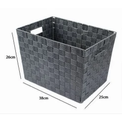PORTAOGGETTI CESTO IN TESSUTO INTRECCIATO 38X26X25CM MANIGLIE GRIGIO SCURO 79038