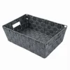 PORTAOGGETTI CESTO IN TESSUTO INTRECCIATO 38X26X13CM MANIGLIE GRIGIO SCURO 79032