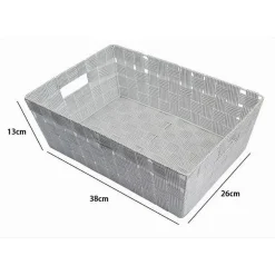 PORTAOGGETTI CESTO TESSUTO INTRECCIATO 38X26X13 CM MANIGLIE GRIGIO CHIARO 79030