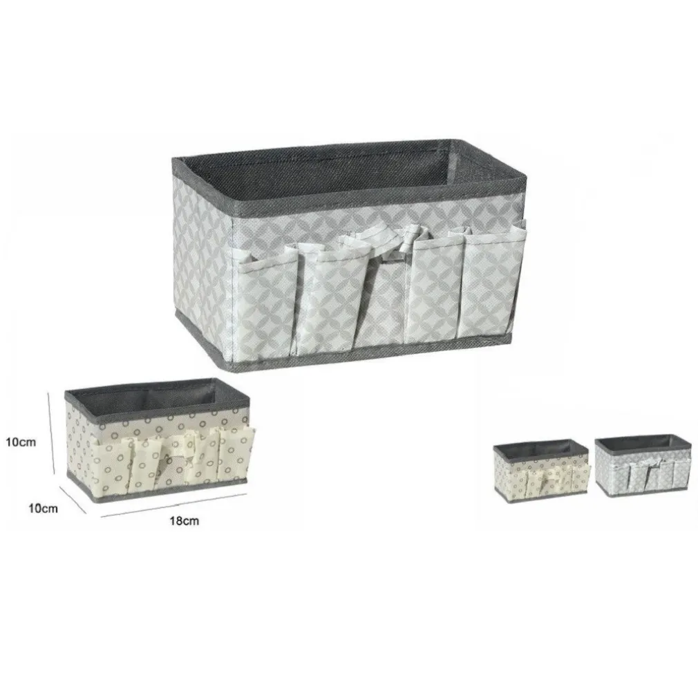 PORTAOGGETTI IN TESSUTO ORGANIZER CONTENITORE SCATOLA 5 TASCHE 18X10X10CM 53032A