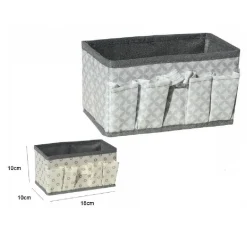 PORTAOGGETTI IN TESSUTO ORGANIZER CONTENITORE SCATOLA 5 TASCHE 18X10X10CM 53032A