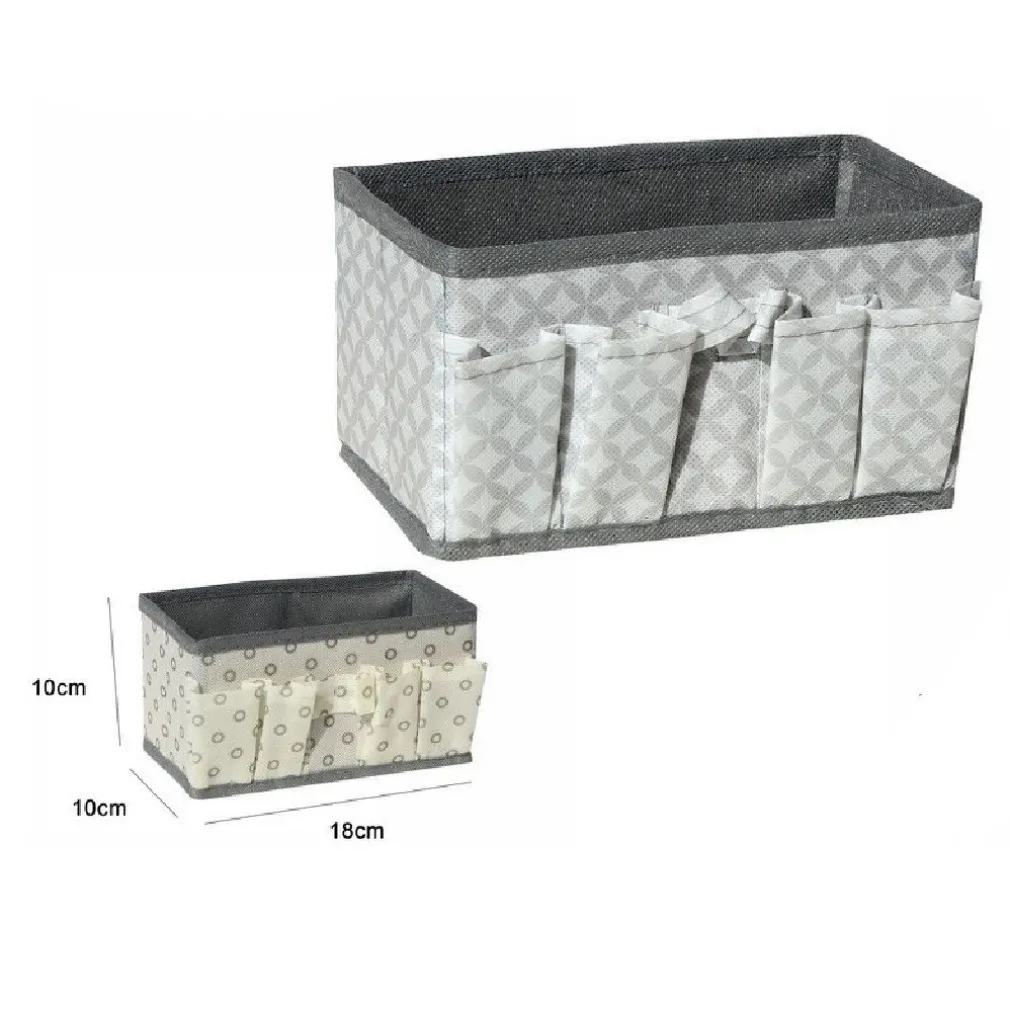 PORTAOGGETTI IN TESSUTO ORGANIZER CONTENITORE SCATOLA 5 TASCHE 18X10X10CM 53032A
