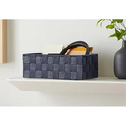 PORTAOGGETTI ORGANIZER BAGNO CAMERA CUCINA TESSUTO BLU MULTIUSO 28X22X10.5CM 79022