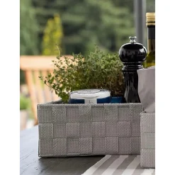 PORTAOGGETTI ORGANIZER BAGNO CAMERA CUCINA TESSUTO GRIGIO CHIARO 19X14X9CM 79006