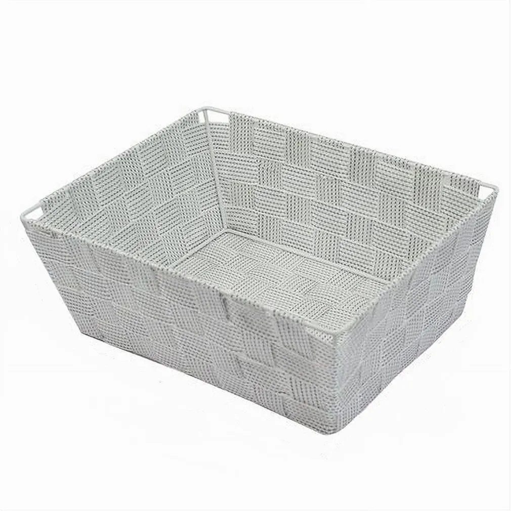 PORTAOGGETTI ORGANIZER BAGNO CAMERA CUCINA TESSUTO GRIGIO CHIARO 28X22X10.5CM 79018