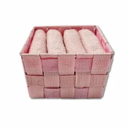 PORTAOGGETTI ORGANIZER MULTIUSO BAGNO CAMERA CUCINA TESSUTO ROSA 19X14X9CM 79011