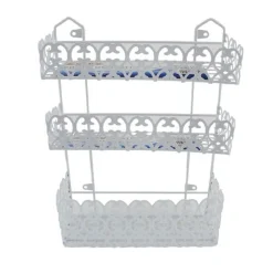 PORTAOGGETTI SAPONE BAGNOSCHIUMA 3 PIANI RIPIANI APPOGGIO BAGNO DA PARETE 52526