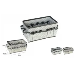 PORTAOGGETTI TESSUTO ORGANIZER CONTENITORE SCATOLA MULTITASCHE 24X12.5X13CM 53033A