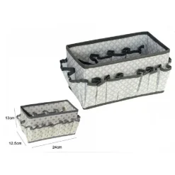 PORTAOGGETTI TESSUTO ORGANIZER CONTENITORE SCATOLA MULTITASCHE 24X12.5X13CM 53033A