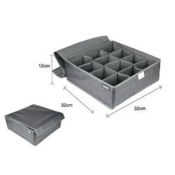 PORTAOGGETTI TESSUTO ORGANIZER CONTENITORE BIANCHERIA 12 POSTI 32X32X12 CM 69718