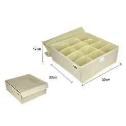 PORTAOGGETTI TESSUTO ORGANIZER CONTENITORE BIANCHERIA 12 POSTI 32X32X12 CM 69718