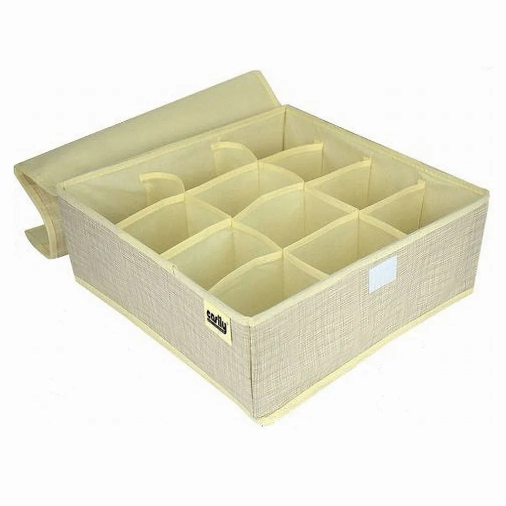 PORTAOGGETTI TESSUTO ORGANIZER CONTENITORE BIANCHERIA 12 POSTI 32X32X12 CM 69718