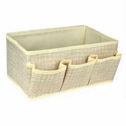 PORTAOGGETTI TESSUTO ORGANIZER CONTENITORE BOX SCATOLA 3 TASCHE 25X15X12cm 79419