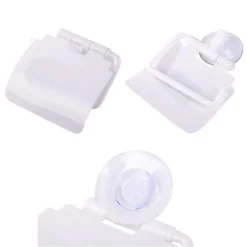 PORTAROTOLO CARTA IGIENICA CON VENTOSA A PARETE PORTA ROTOLO IN PLASTICA COPRI