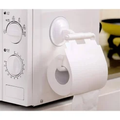 PORTAROTOLO CARTA IGIENICA CON VENTOSA A PARETE PORTA ROTOLO IN PLASTICA COPRI