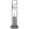 PORTAROTOLO CON SCOPINO E PORTA SCOPINO IN ACCIAIO ACCESSORI BAGNO WC 76 CM