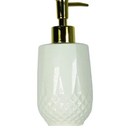 PORTASAPONE PORTA SAPONE CILINDRICO BIANCO ESY_10351 TRAMA ROMBO CERAMICA SAPONE