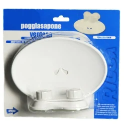 PORTASAPONE PORTASAPONETTA ACCESSORIO BAGNO ATTACCO A VENTOSA BIANCO
