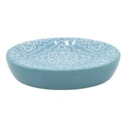 PORTASAPONE SAPONETTA ACCESSORIO ARREDO BAGNO AZZURRO CON MAIOLICHE 11X3CM 87023