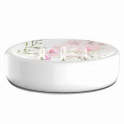 PORTASAPONE SAPONETTA ACCESSORIO ARREDO BAGNO BIANCO CON FIORI IN CERAMICA 69919