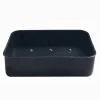 PORTASAPONE SAPONETTA DA BAGNO RETTANGOLARE NERO RIGATO ACCESSORIO ARREDO 79196