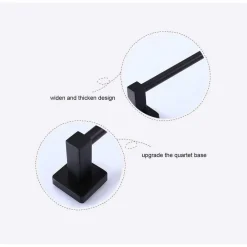 PORTASCIUGAMANI IN ACCIAIO INOX SINGOLO NERO DA 40 CM PER BAGNO DESIGN MODERNO