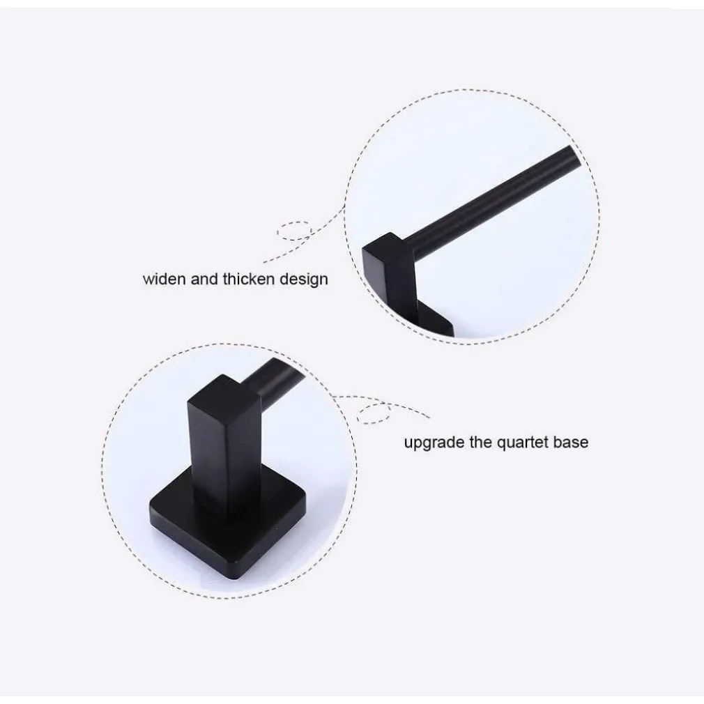 PORTASCIUGAMANI IN ACCIAIO INOX SINGOLO NERO DA 40 CM PER BAGNO DESIGN MODERNO