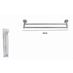 PORTASCIUGAMANI PORTA ASCIUGAMANO DOPPIO CROMATO 60CM ACCESSORI BAGNO OVAL 52001