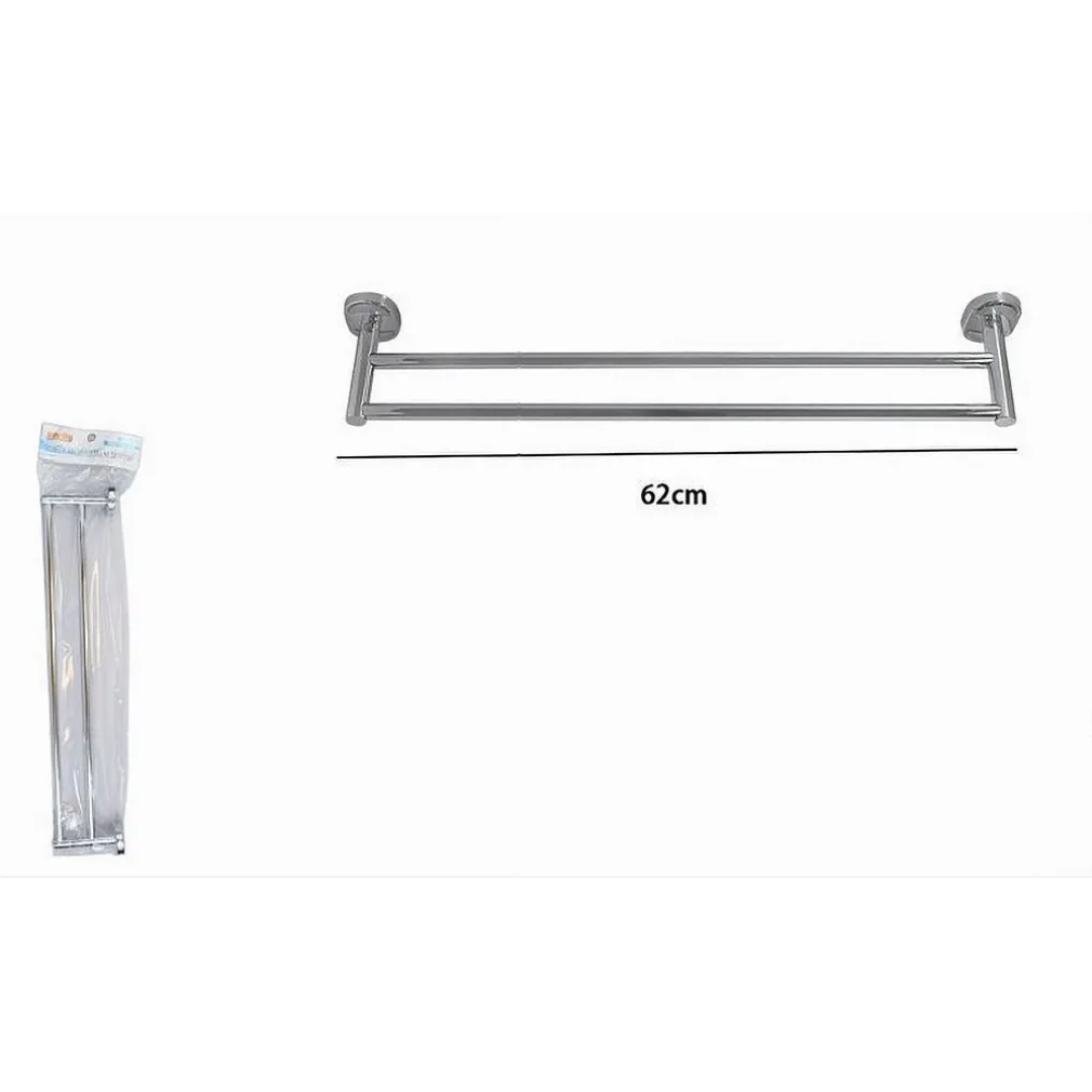 PORTASCIUGAMANI PORTA ASCIUGAMANO DOPPIO CROMATO 60CM ACCESSORI BAGNO OVAL 52001