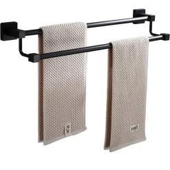 PORTASCIUGAMANI SCAFFALE IN ACCIAIO NERO OPACO APPENDIABITI DOPPIO BAGNO CUCINA