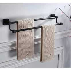 PORTASCIUGAMANI SCAFFALE IN ACCIAIO NERO OPACO APPENDIABITI DOPPIO BAGNO CUCINA