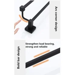 PORTASCIUGAMANI SCAFFALE IN ACCIAIO NERO OPACO APPENDIABITI DOPPIO BAGNO CUCINA